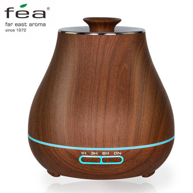 FEA 400ml Essential Oil Diffuser Wood Grain With Chroming Top Ultrason