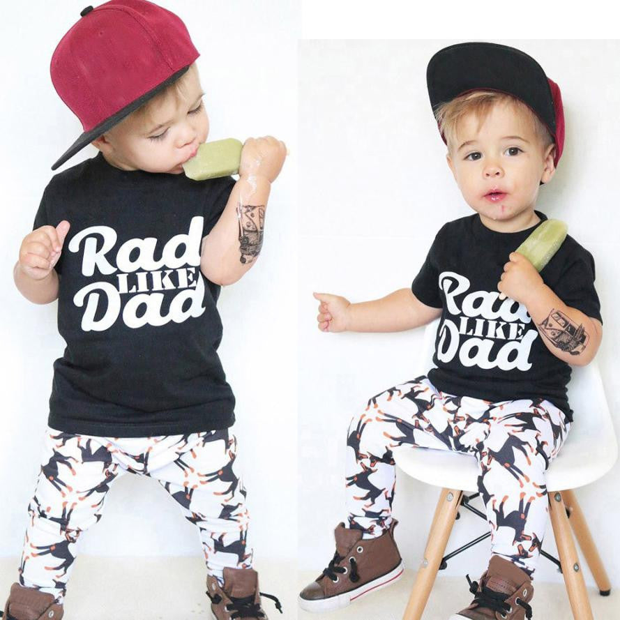Baby boys clothes set summer Toddler Baby Kids Boy Print Tops Shirt Pants Outfit Set Clothes children clothes drop shipping